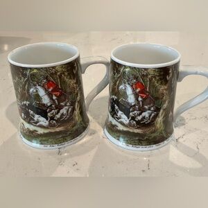 2 Beautiful Vintage Kaiser W. Germany Mugs/Hunting Theme Hounds & Horses